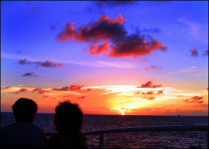 Sunset watched from whale boat Dominican Republic